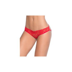 Culotte ouverte rouge ornements façon cage 